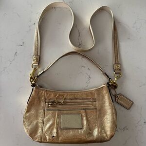Coach Poppy Gold Shoulder Bag w/ crossbody strap style 20383E